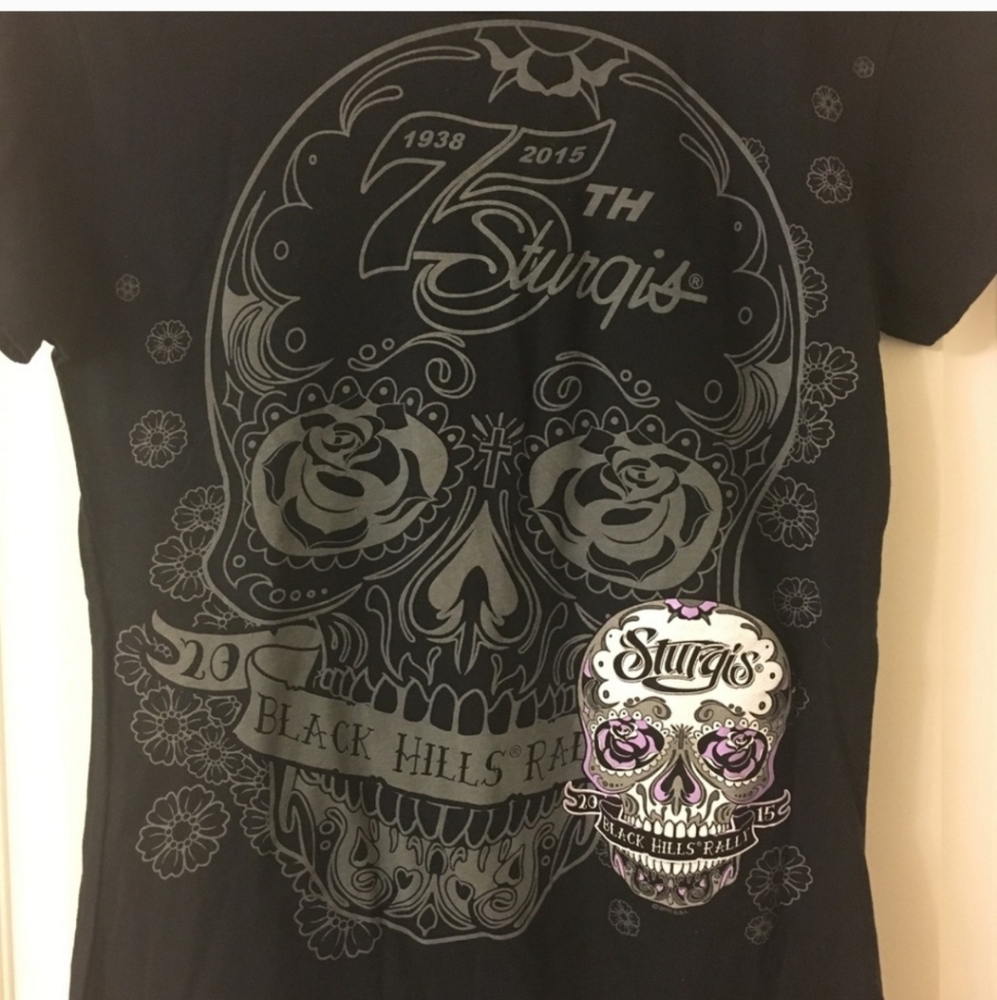 Licensed Sturgis 75th Anniversary Tee Hot Leather Brand Women's Lg